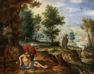 Landscape with the Good Samaritan by Pieter Stevens Circle Oil Painting