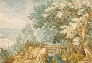 Landscape with a Footbridge by Pieter Stevens - Oil Painting Reproduction