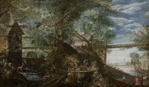 Landscape with a mill by Pieter Stevens Oil Painting