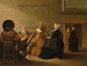 A Musical Company in an Interior by Pieter Symonsz Potter Oil Painting