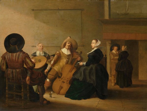 A Musical Company in an Interior  by Pieter Symonsz Potter - Hand-Painted Oil Painting Reproduction