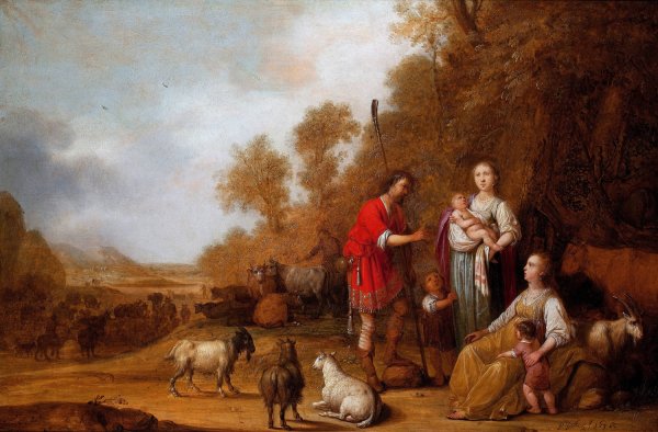 Jacob Urging Leah and Rachel to Flee from Laban  by Pieter Symonsz Potter - Hand-Painted Oil Painting Reproduction