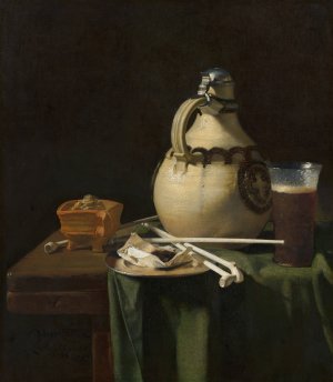 Still Life with Earthenware Jug and Clay Pipes by Pieter Van Anraedt Oil Painting