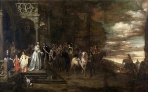 The Leavetaking of Captain Hendrik de Sandra, sent off by his Wife and Children by Pieter Van Anraedt Oil Painting