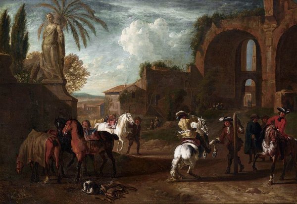 A Riding-School by Pieter Van Bloemen - Hand-Painted Oil Painting Reproduction