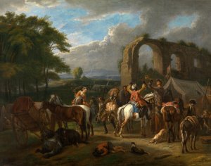 Horseman's Scene by Pieter Van Bloemen Oil Painting