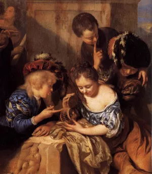 Children Playing Before a Hercules Group Detail by Pieter Van Der Werff Oil Painting