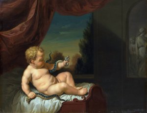 The Infant Hercules With a Serpent by Pieter Van Der Werff Oil Painting