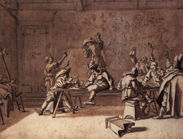 Bentvueghels in a Roman Tavern