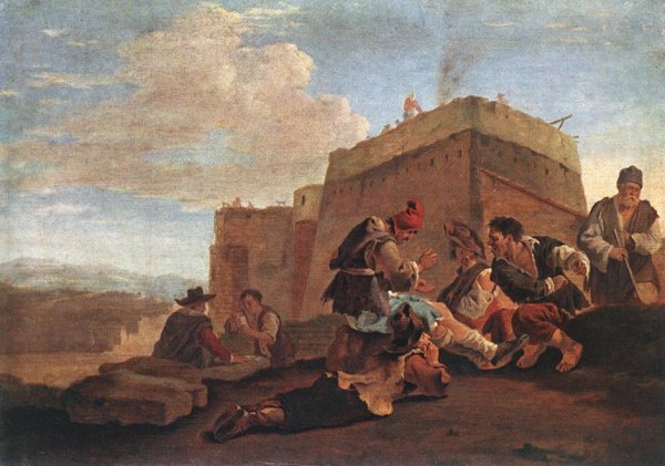 Landscape with Morra Players by Pieter Van Laer - Hand-Painted Oil Painting Reproduction