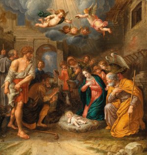 The Adoration of the Shepherds by Pieter Van Lint Oil Painting