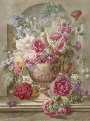 Vaas met bloemen by Pieter Van Loo Oil Painting