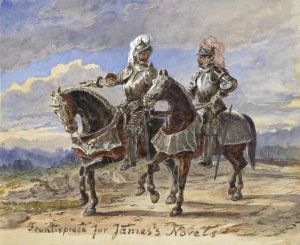 Twee ridders te paard in een landschap by Pieter Van Loon Oil Painting