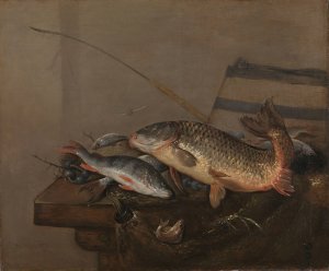 Still life with fish by Pieter Van Noort Oil Painting