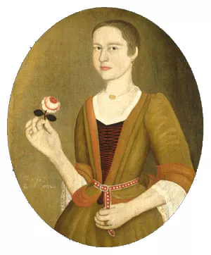 Young Lady with a Rose by Pieter Vanderlyn - Oil Painting Reproduction