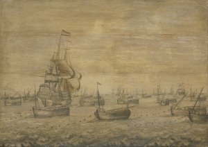 The Dutch Herring Fleet by Pieter Vogelaer Oil Painting