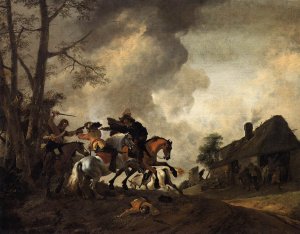 Battle on Horseback by Pieter Wouwerman Oil Painting