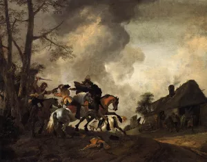 Battle on Horseback by Pieter Wouwerman - Oil Painting Reproduction