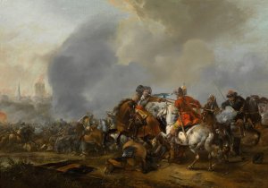 Cavalry Attacking Infantry by Pieter Wouwerman Oil Painting