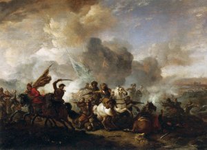 Skirmish of Horsemen between Orientals and Imperials by Pieter Wouwerman Oil Painting