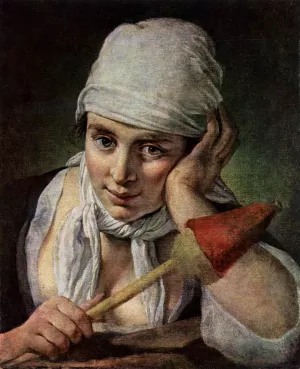 Young Girl with Distaff by Pietro Antonio Rotari - Oil Painting Reproduction
