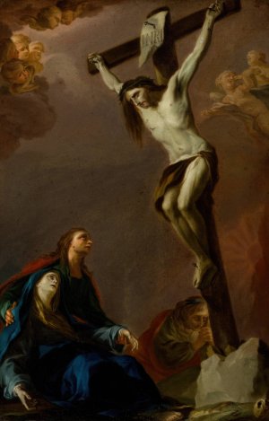 Modello for an Altarpiece of 'The Crucifixion with the Virgin, Mary Magdalen, and Saint John' by Pietro Bardellino Oil Painting