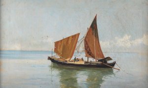 Laguna con imbarcazione by Pietro Barucci Oil Painting