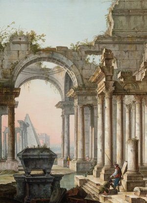 Capriccio with Ruins by Pietro Bellotti Oil Painting