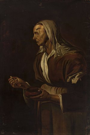 Portrait of an old woman with a bowl by Pietro Bellotti Oil Painting