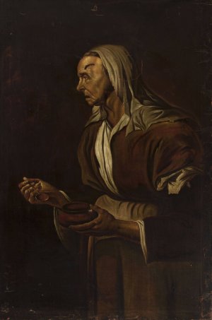 Portrait of an old woman with a bowl by Pietro Bellotti Oil Painting