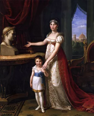Elisa Bonaparte and Her Daughter Oil painting by Pietro Benvenuti