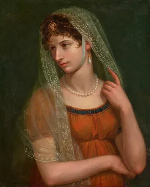 Portrait of the artist's wife by Pietro Benvenuti Oil Painting