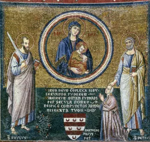 Apse: St Peter Recommending Bertoldo Stefanschi to the Virgin by Pietro Cavallini Oil Painting