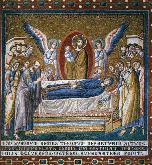 Apsidal Arch: 6. Dormition of the Virgin painting by Pietro Cavallini