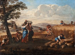 Landscape with Harvesting by Pietro Da Cortona Oil Painting