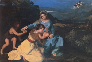 Madonna with the Child, Saint Catherine and Saint John by Pietro Da Cortona Oil Painting