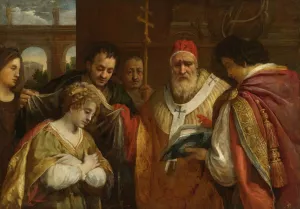 Saint Domitilla Receiving The Veil From Pope Clement I by Pietro Da Cortona Oil Painting