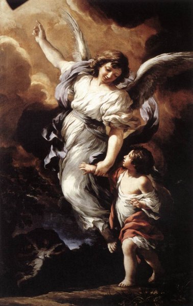 Main Product Photo of The Guardian Angel Painting by Pietro Da Cortona