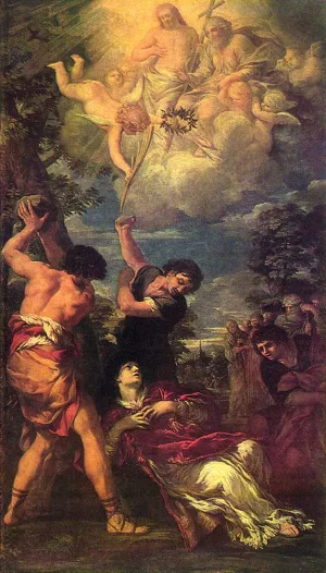 The Stoning of St Stephen by Pietro Da Cortona Oil Painting
