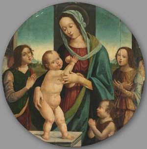 Virgin and Child with John the Baptist and Angels by Pietro Del Donzello Oil Painting