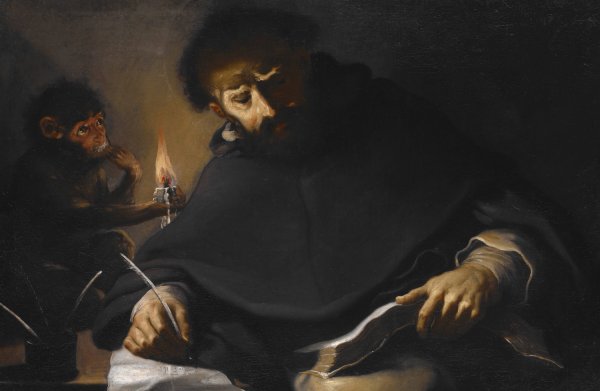 St. Dominic and the Devil  by Pietro Della Vecchia - Hand-Painted Oil Painting Reproduction