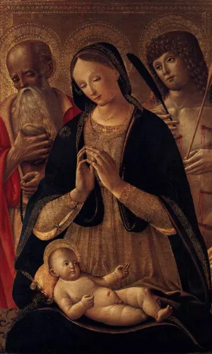 Madonna and Child with Sts Sebastian and Jerome by Pietro Di Domenico Da Siena Oil Painting