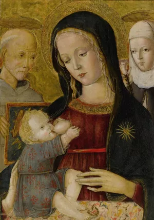 Madonna And Child With Saint Bernardino And Saint Catherine Of Siena Oil painting by Pietro Di Domenico
