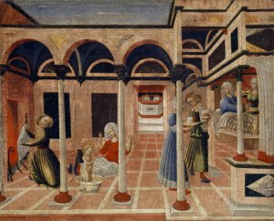The Miracle at the Birth of Saint Nicholas by Pietro di Giovanni D'Ambrogio Oil Painting