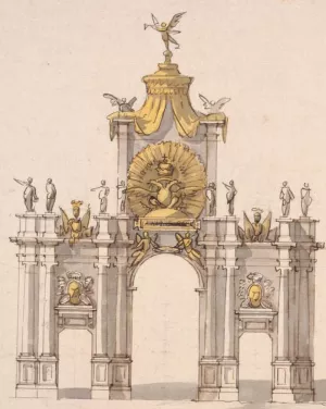 Design of the Decoration for the Triumphal Red Gate in Moscow by Pietro Di Gottardo Gonzaga - Oil Painting Reproduction