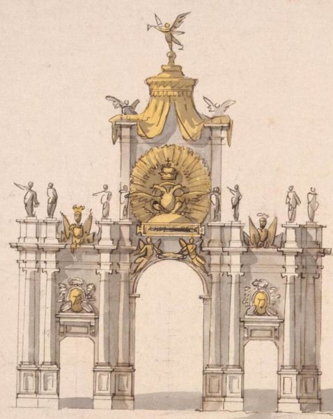 Design of the Decoration for the Triumphal Red Gate in Moscow by Pietro Di Gottardo Gonzaga - Hand-Painted Oil Painting Reproduction