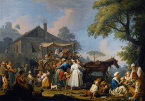 Villagers Preparing To Depart For The Festival Of The Madonna Dell'arco by Pietro Fabris Oil Painting