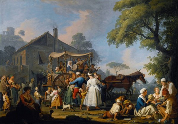 Villagers Preparing To Depart For The Festival Of The Madonna Dell'arco  by Pietro Fabris - Hand-Painted Oil Painting Reproduction