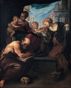 Mystic Marriage Of Saint Catherine by Pietro Faccini Oil Painting