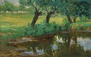 A Quiet Pond by Pietro Fragiacomo Oil Painting